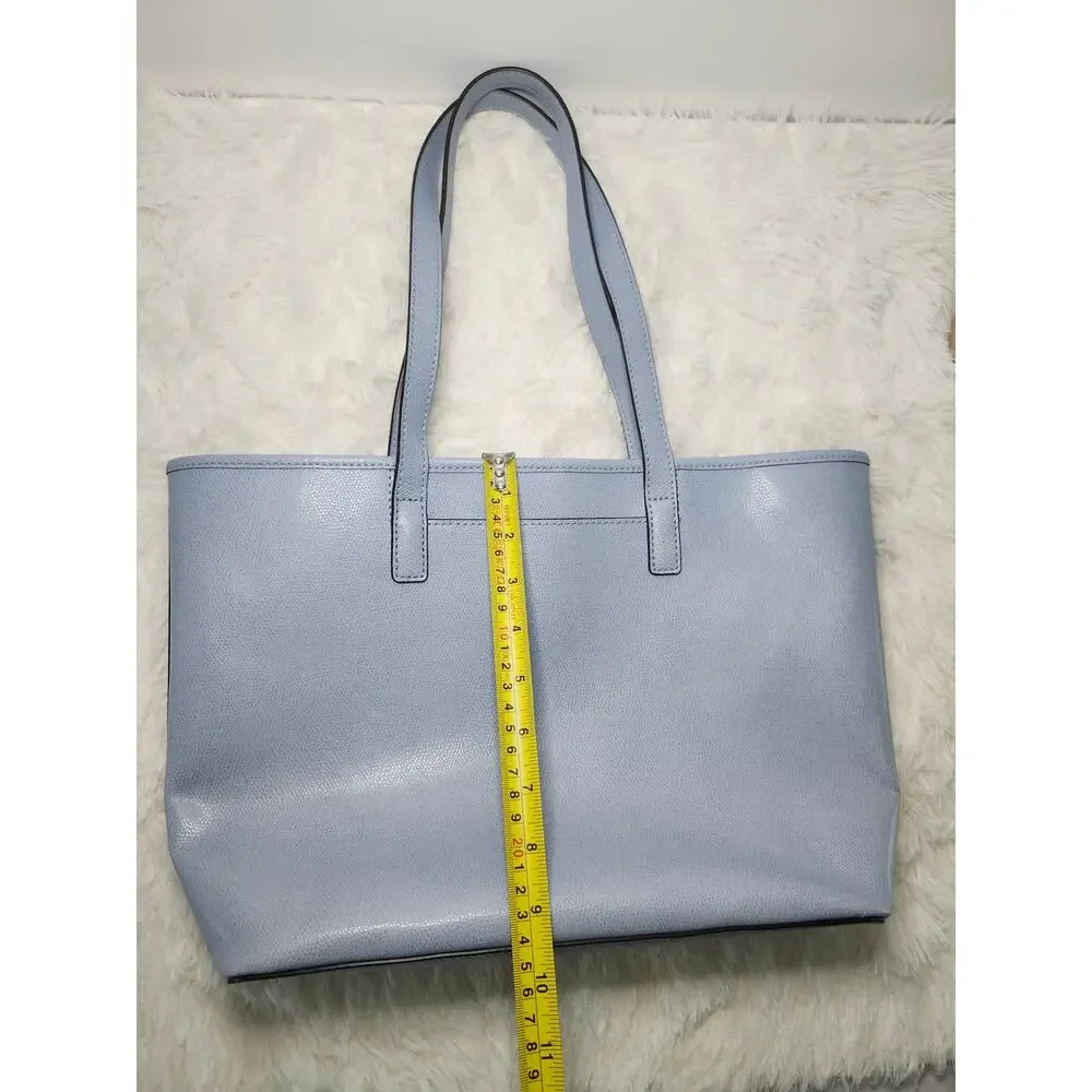 Michael Kors Light Blue Leather Tote with Gold Plaque - Picture 14 of 15